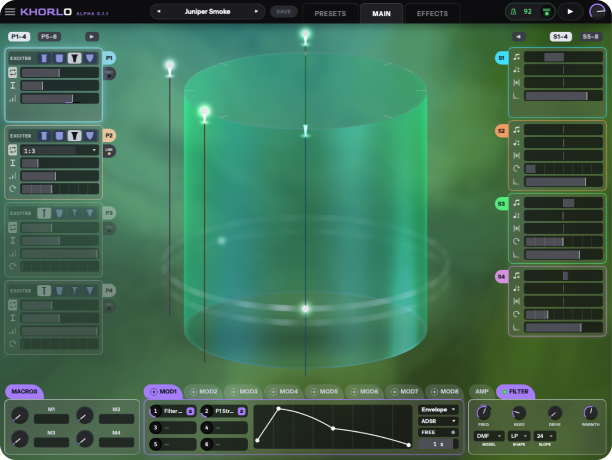 The Juniper Smoke preset: the same instrument again in green.